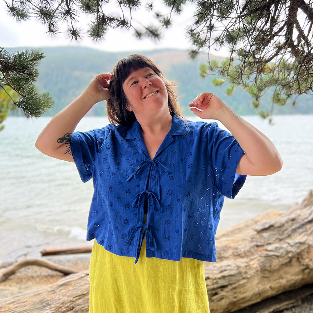 Eyelet Tie-Front Tofino Top