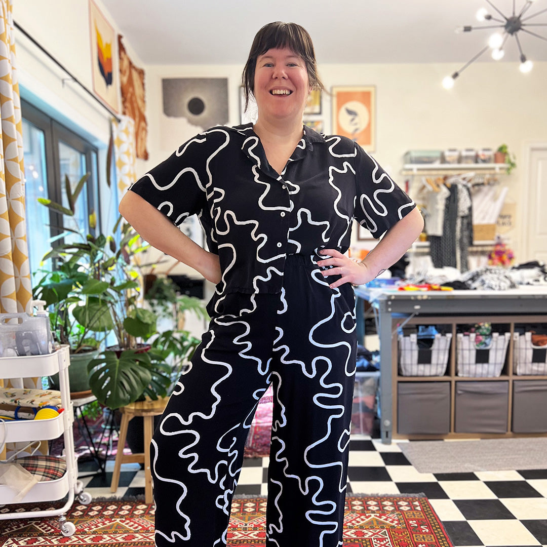 Ecovero Twill Faux Jumpsuit - Gilbert Top and June Pants - Helen's Closet Patterns Blog