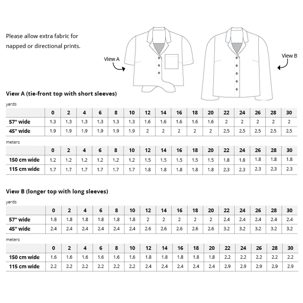 Gilbert Top Fabric Requirements