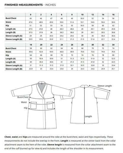 Arbutus Robe finished measurements