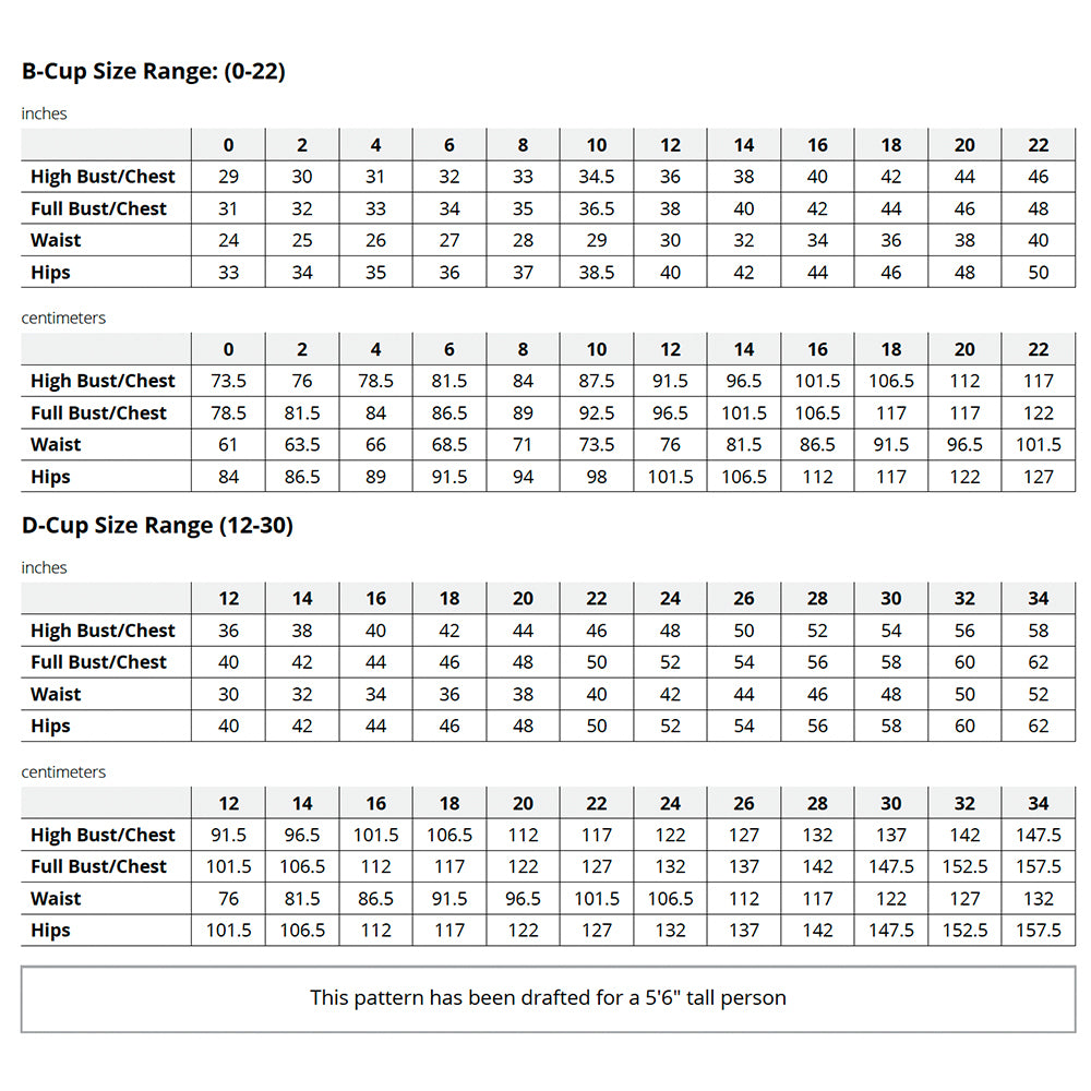 Blackwood Cardigan size chart