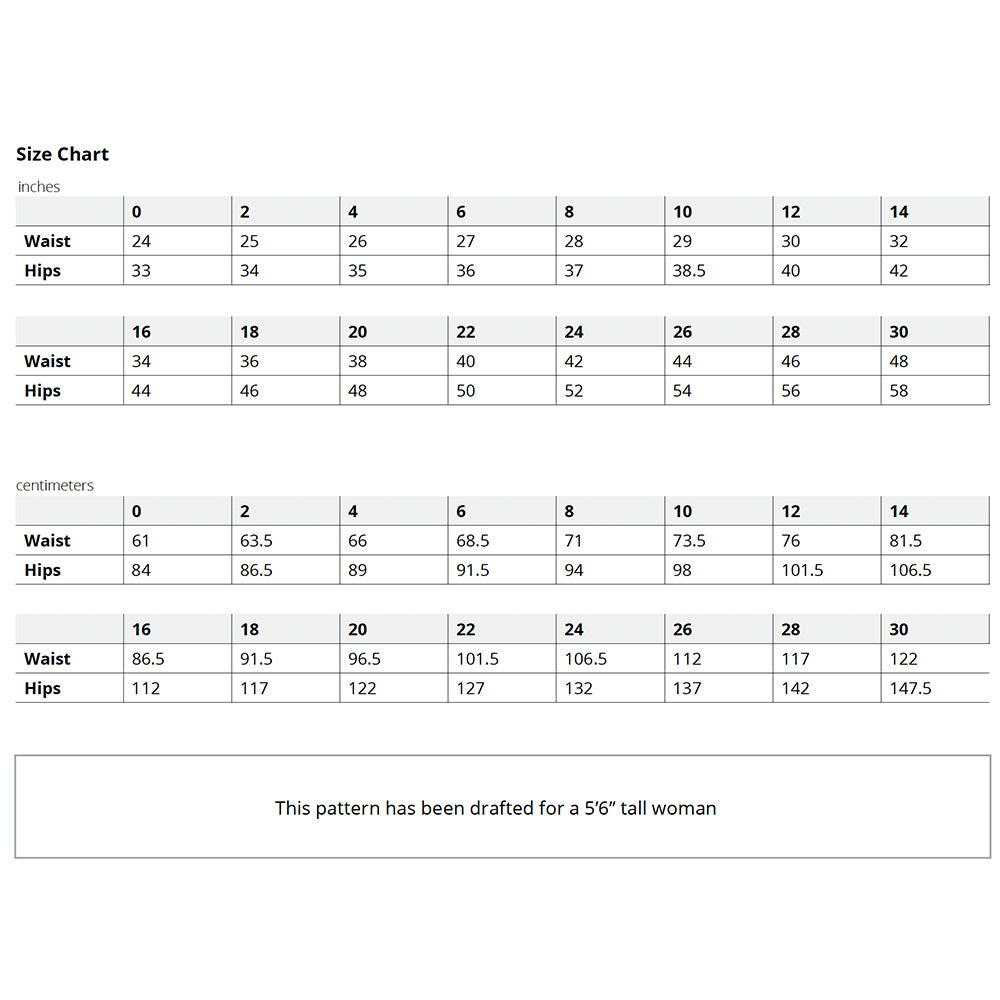 Donovan Skirt Size Chart