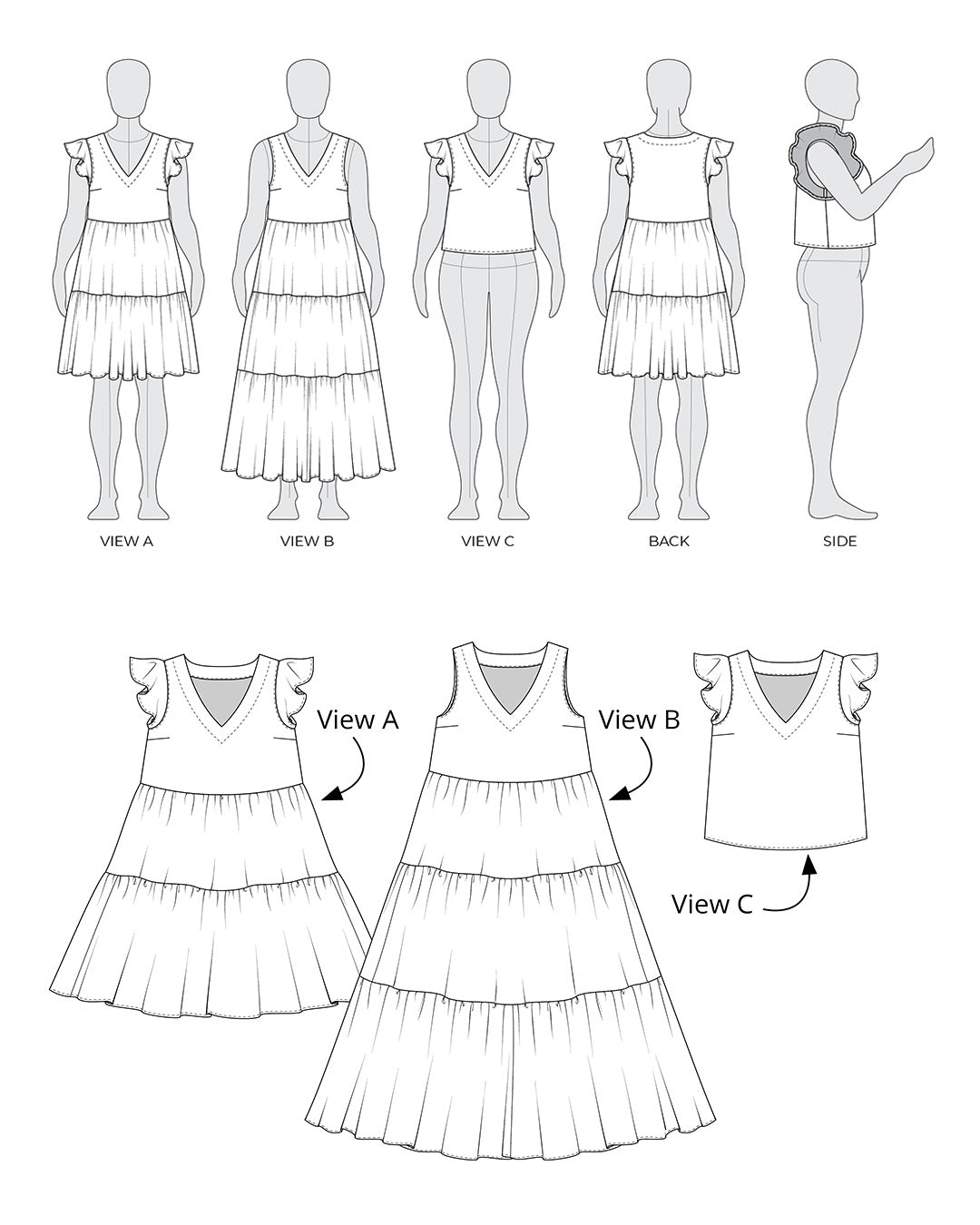 Lawrence Top and Dress Line Art