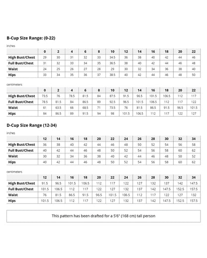 Lawrence Top and Dress Size Chart