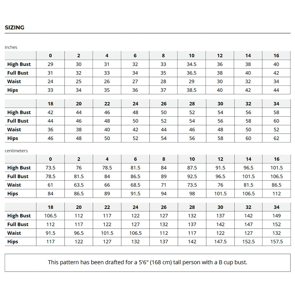 York Pinafore Size Chart