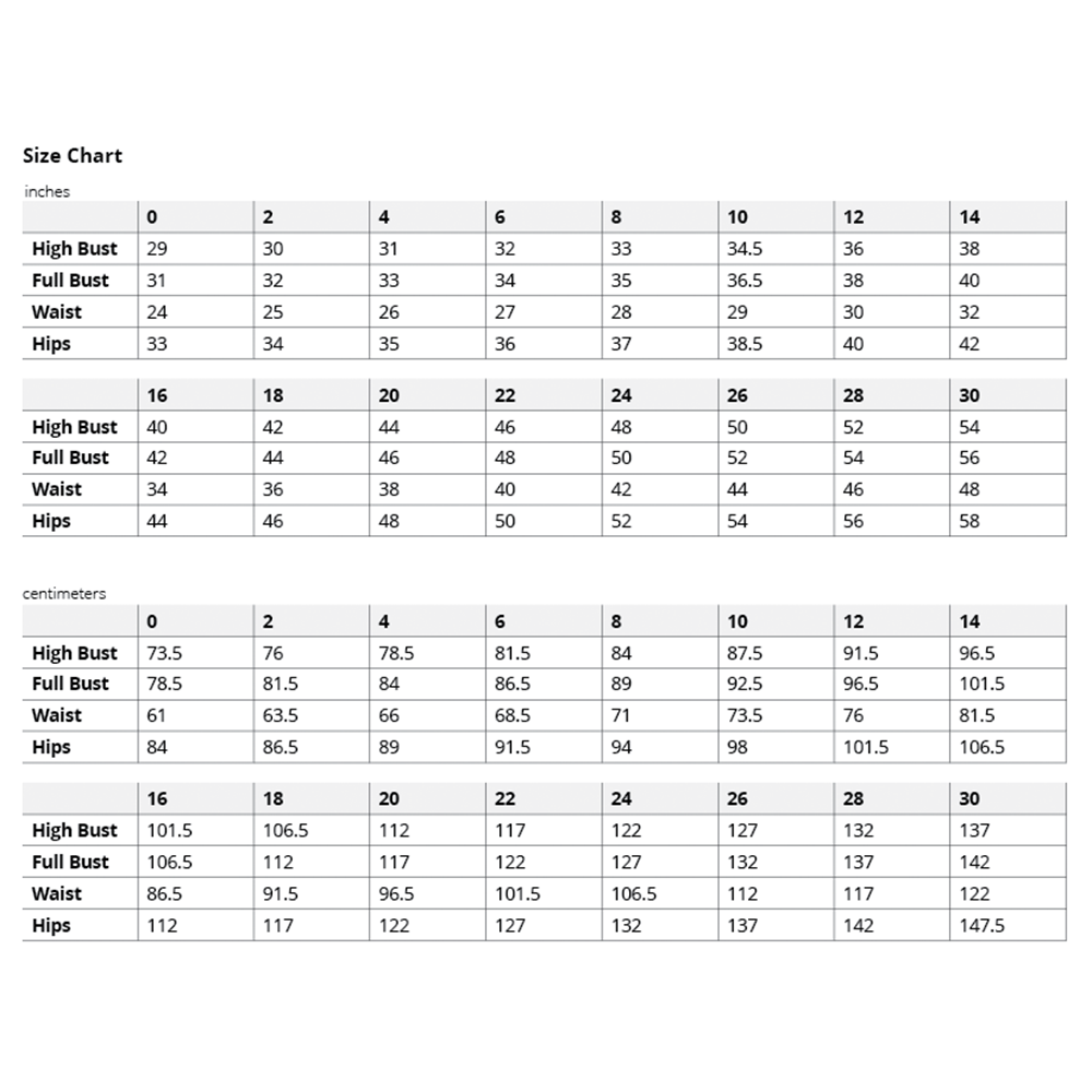 Yanta Overalls Size Chart