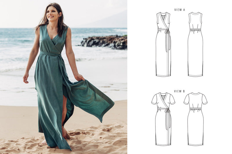 Wrap Dress With Kimono Inspired Sleeves PDF Sewing Pattern -  Israel