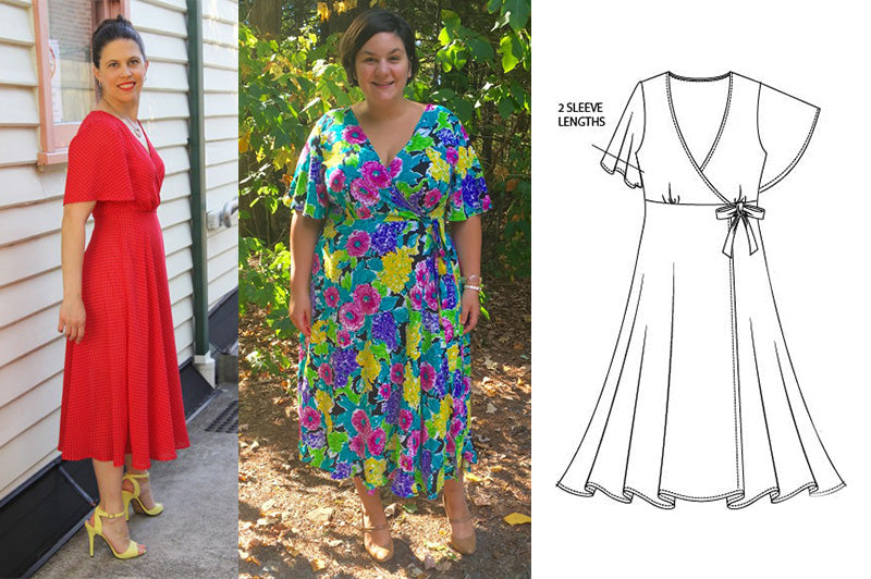 10+ Free Wrap Dress Patterns For Women Designed For Woven Or Knit Fabrics ⋆  Hello Sewing