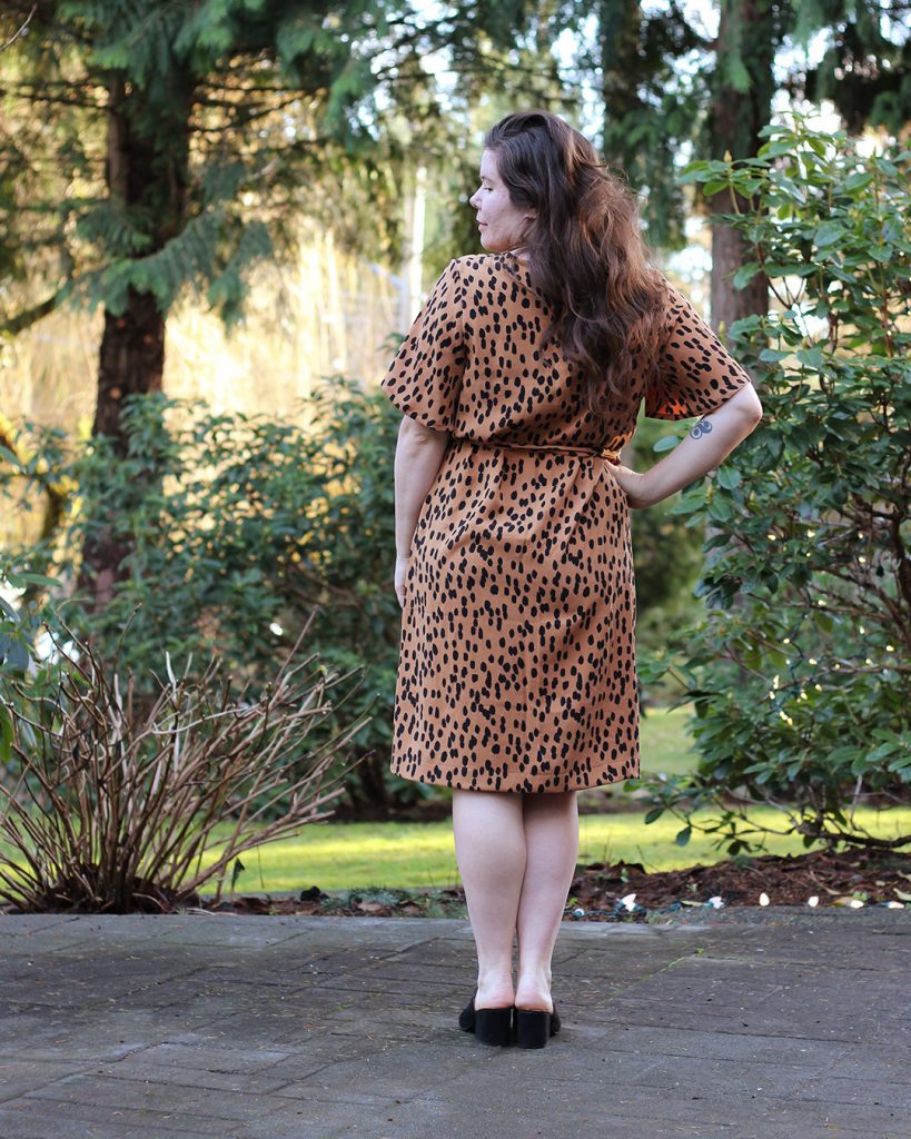 Ashton Top Butterfly Sleeve Dress Hack in Leopard Print Tencel Twill